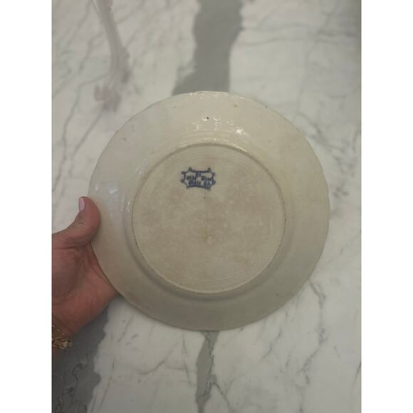 Vintage cobalt Souvenir Boston MA State House olde blue plate co Flowe Scalloped - Picture 10 of 11